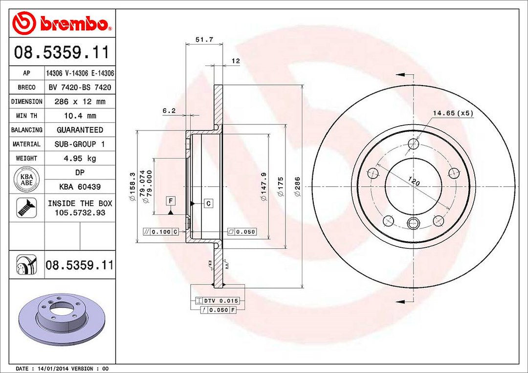 Brembo Components Not Hazardous To Health Brake Rotor 08535911C02 - Disc
