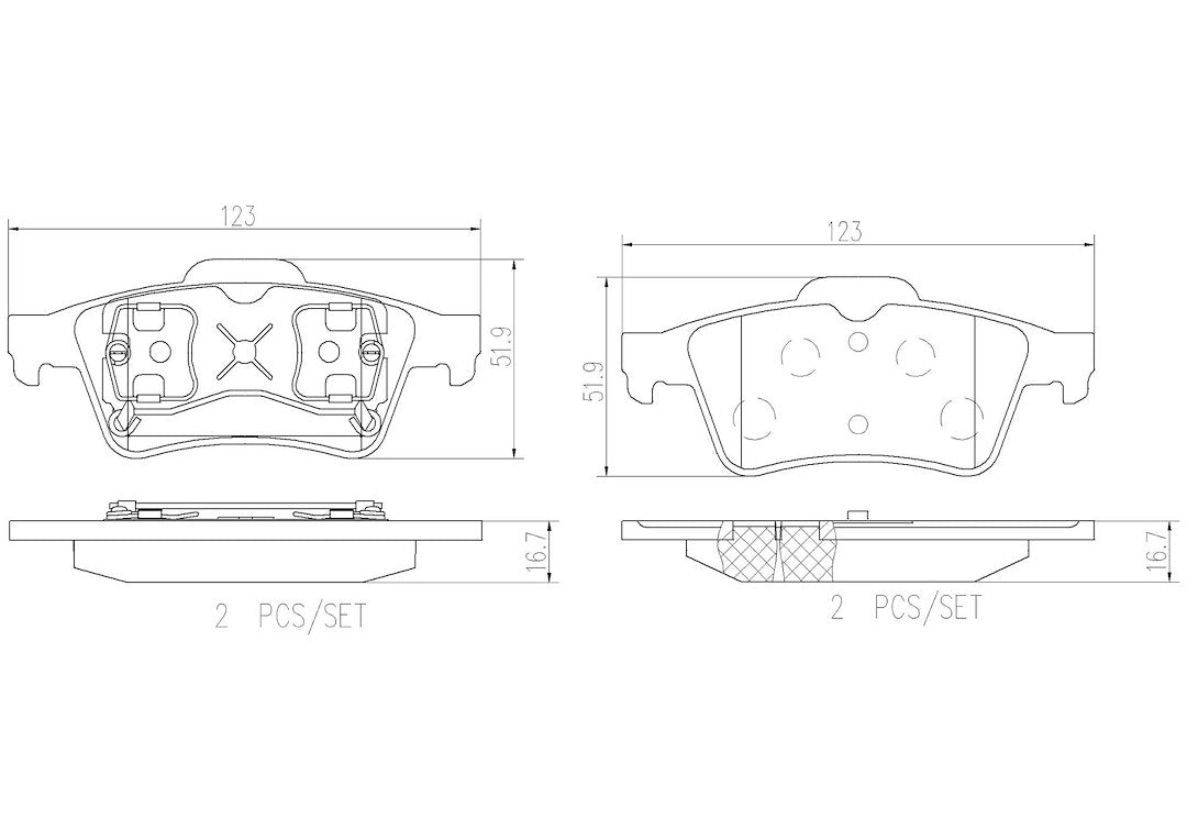 Brembo Premium Low-Met OE Equivalent Pad Brake Pad P59044N - Disc Set
