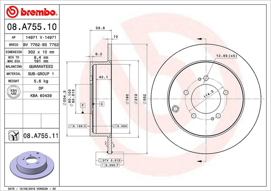 Brembo Components Not Hazardous To Health Brake Rotor 08A75511C02 - Disc