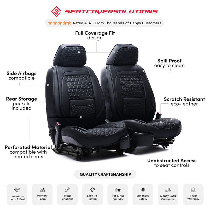 Seat CVR SOL Scratch Resistant Eco-Leather Seat Cover FFFBL - Black Bundle Frnts