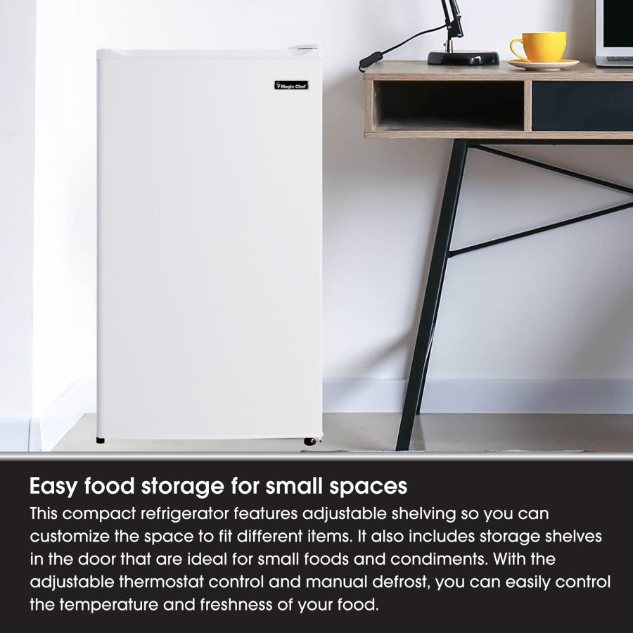 Magic Chef Built-In Can Dispenser Saves Space Refrigerator MCBR350W2 - 3.5 CU FT Manual Defro