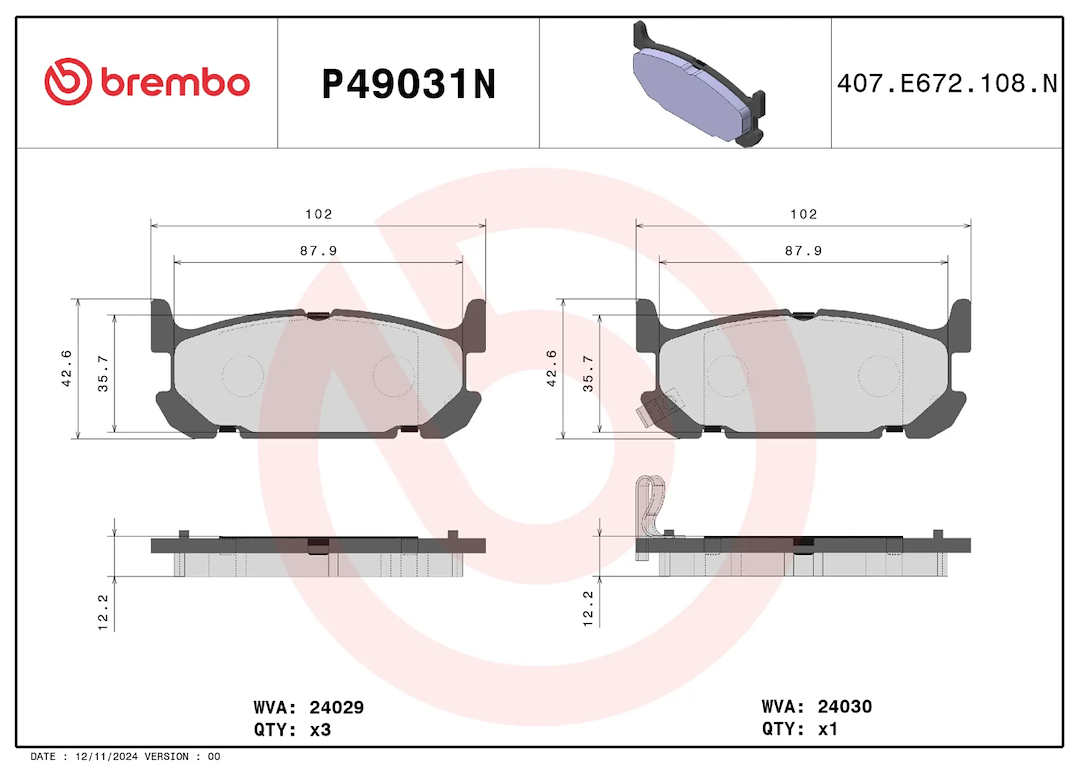 Brembo Premium Low-Met OE Equivalent Pad Brake Pad P49031N - Disc Set