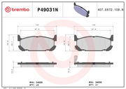 Brembo Premium Low-Met OE Equivalent Pad Brake Pad P49031N - Disc Set