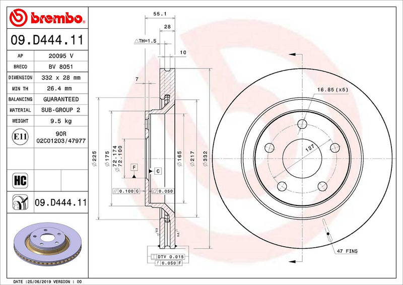 Brembo Components Not Hazardous To Health Brake Rotor 09D44411C02 - Disc