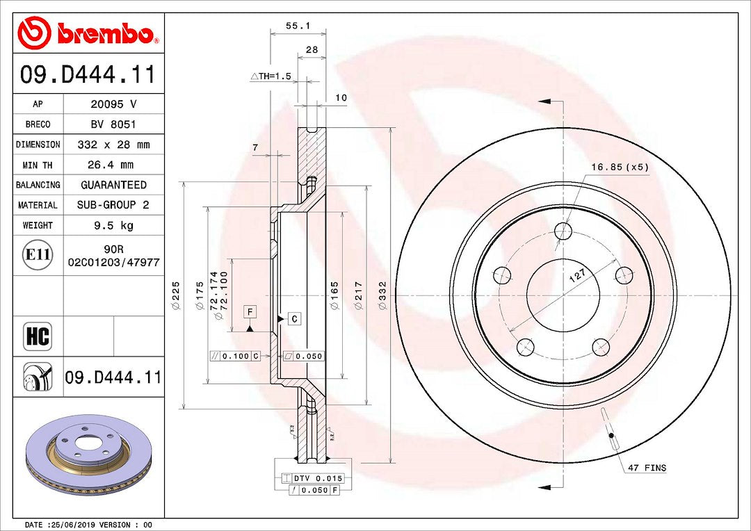 Brembo Components Not Hazardous To Health Brake Rotor 09D44411C02 - Disc