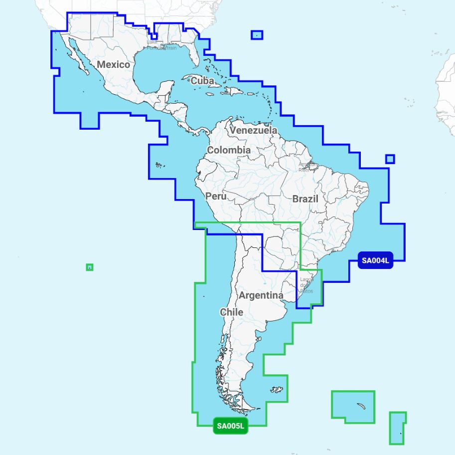 Navionics SonarChart Live Mapping Feature: Marine Cartography 010-C1364-40 - SA004L Mexico Caribbean Brazil