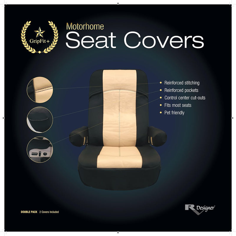 RV Designer Control Center Cut-Outs Seat Cover C895 - Cover-Gripfit Double PK
