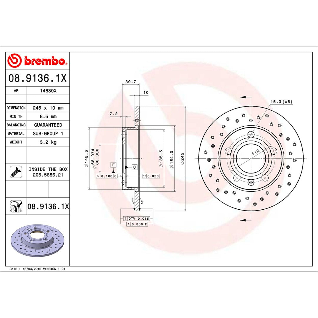 Brembo Components Not Hazardous To Health Brake Kit KTX0096