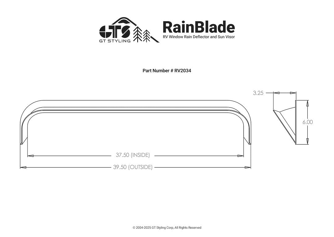 GT Styling Limited Lifetime Warranty Rainguard RV2034 - Rainblade Fits 34-37 IN