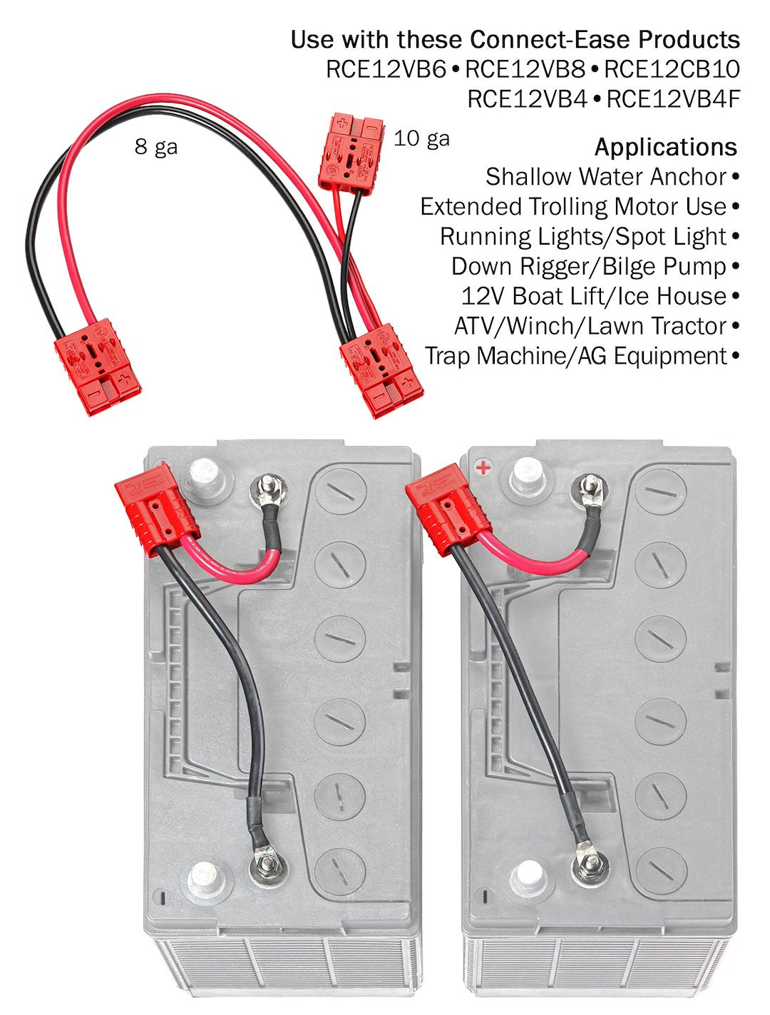 Connect Ease Marine Grade Components Battery Connection Harness RCE12VBPK - 12 Volt Parallel