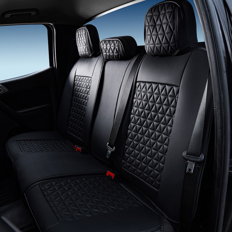 Seat CVR SOL Scratch Resistant Eco-Leather Seat Cover 10SBL - Black Bundle 10 Full Frnt Rear