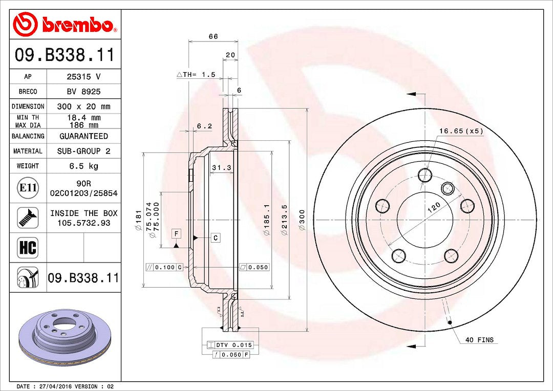 Brembo Components Not Hazardous To Health Brake Rotor 09B33811C02 - Disc