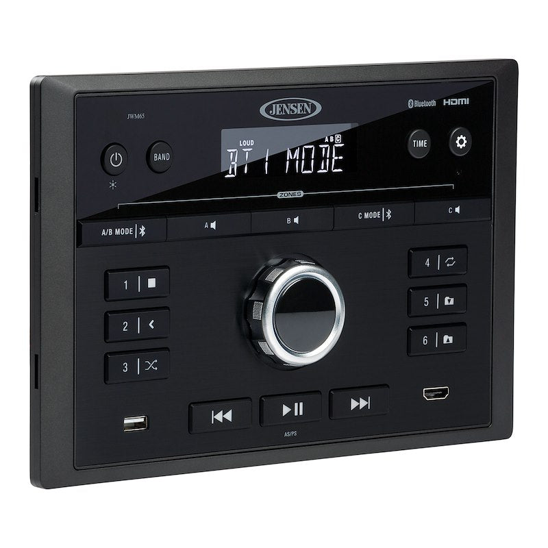 Jensen JWM65 3-Zone Bluetooth RV Wall Stereo with HDMI