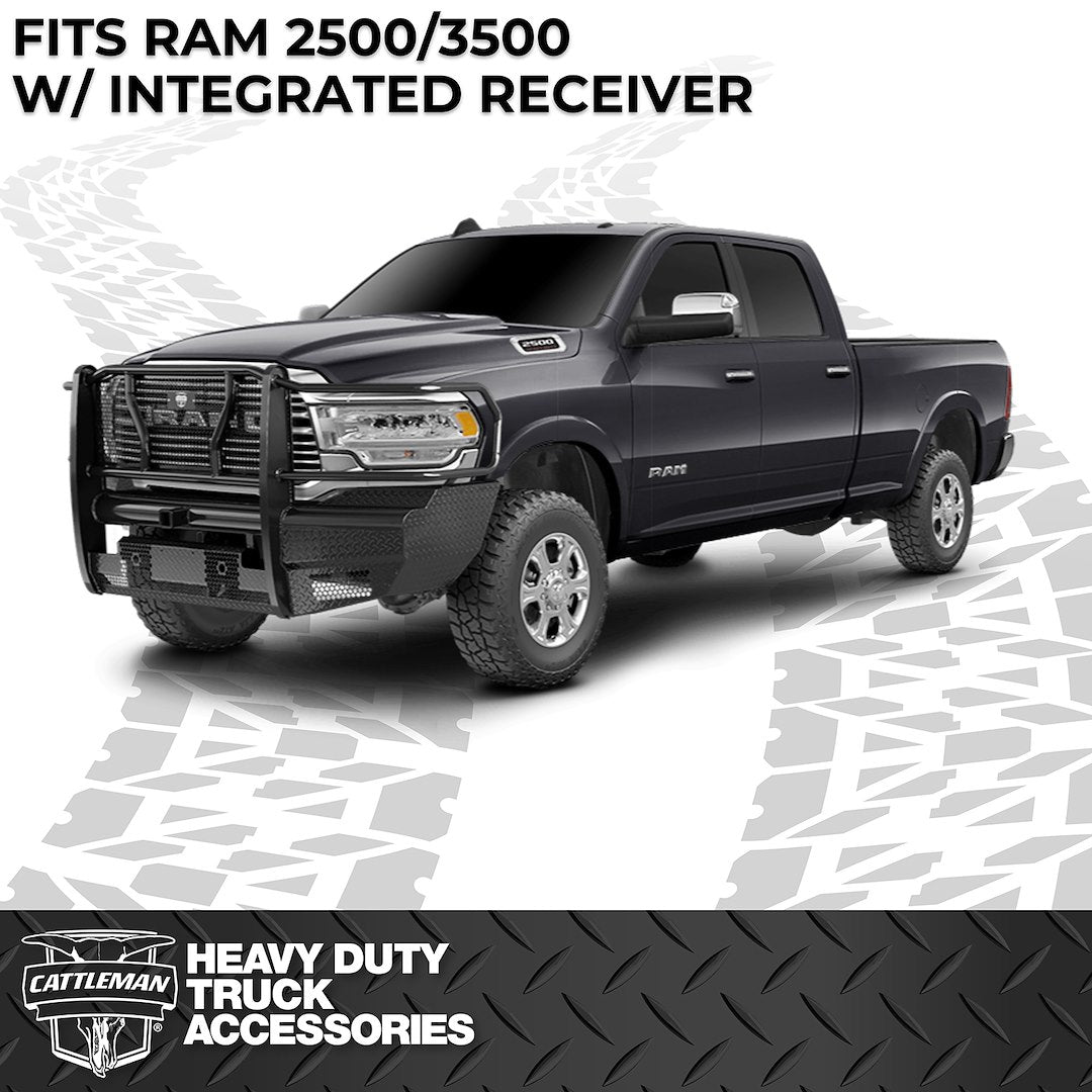 Cattleman Two Vertical Center Protection Bars Bumper 2265PR - Dodge RAM Front Sensors
