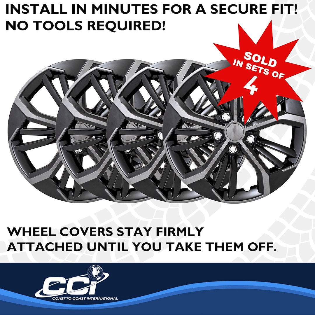 Coast2Coast Limited Lifetime Warranty Wheel Cover 56716CB - Charcoal Black WC Unvrsl 16 Set