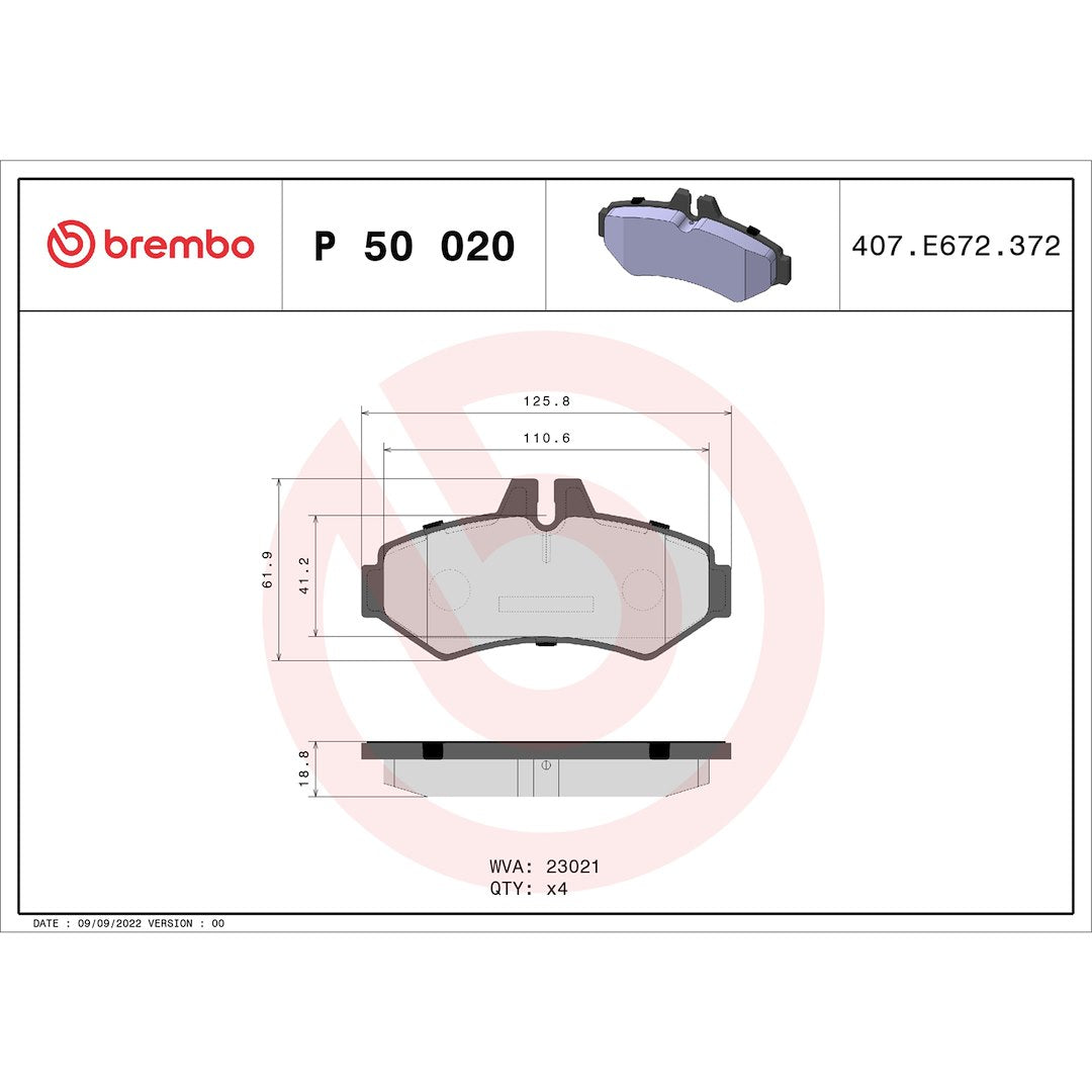 Brembo Premium Low-Met OE Equivalent Pad Brake Pad P50020 - Disc Set