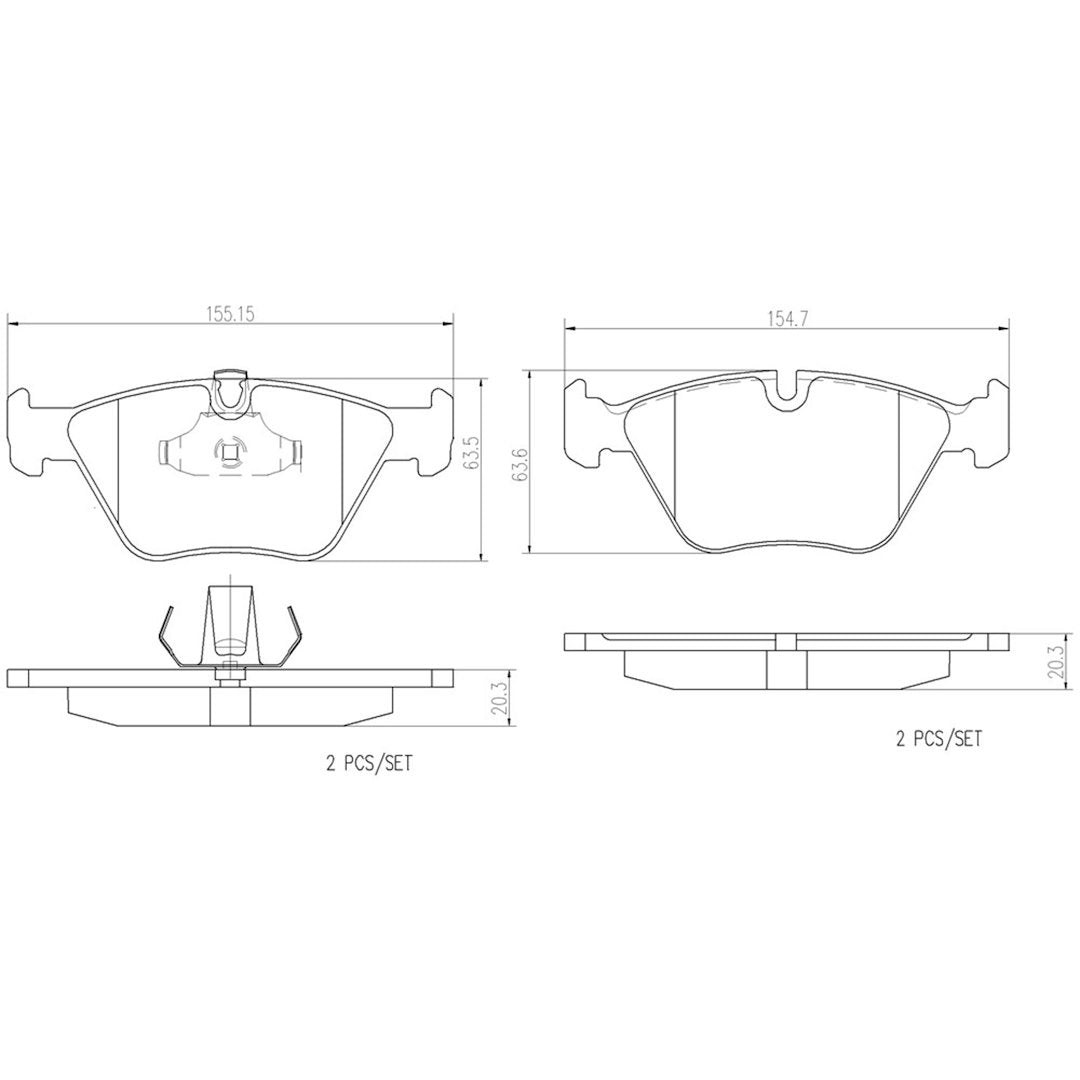 Brembo Premium Low-Met OE Equivalent Pad Brake Pad P06065N - Disc Set