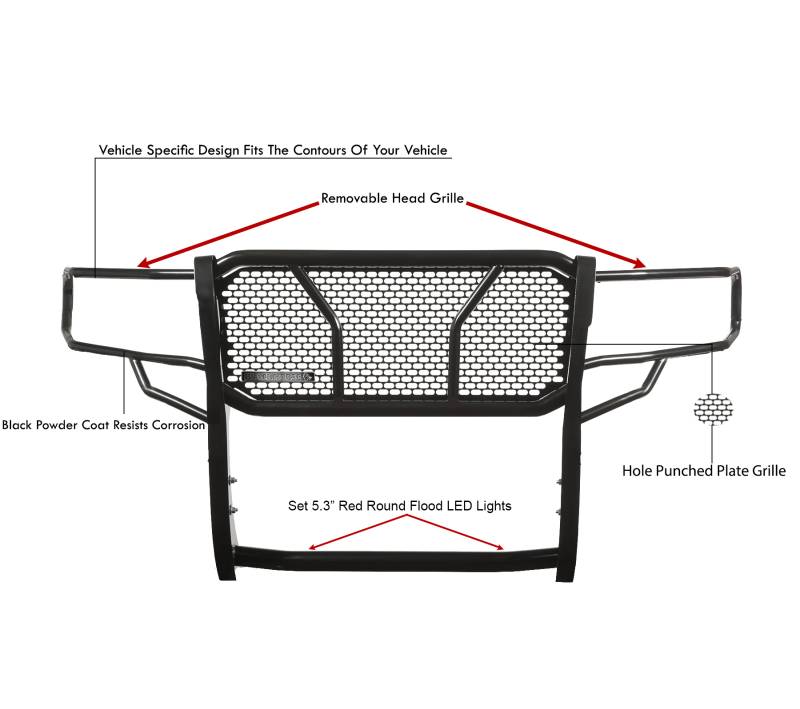 Black Horse Patent Approved Grille Guard RU-Tota05-B-PLFR - Black Rugged HD Kit
