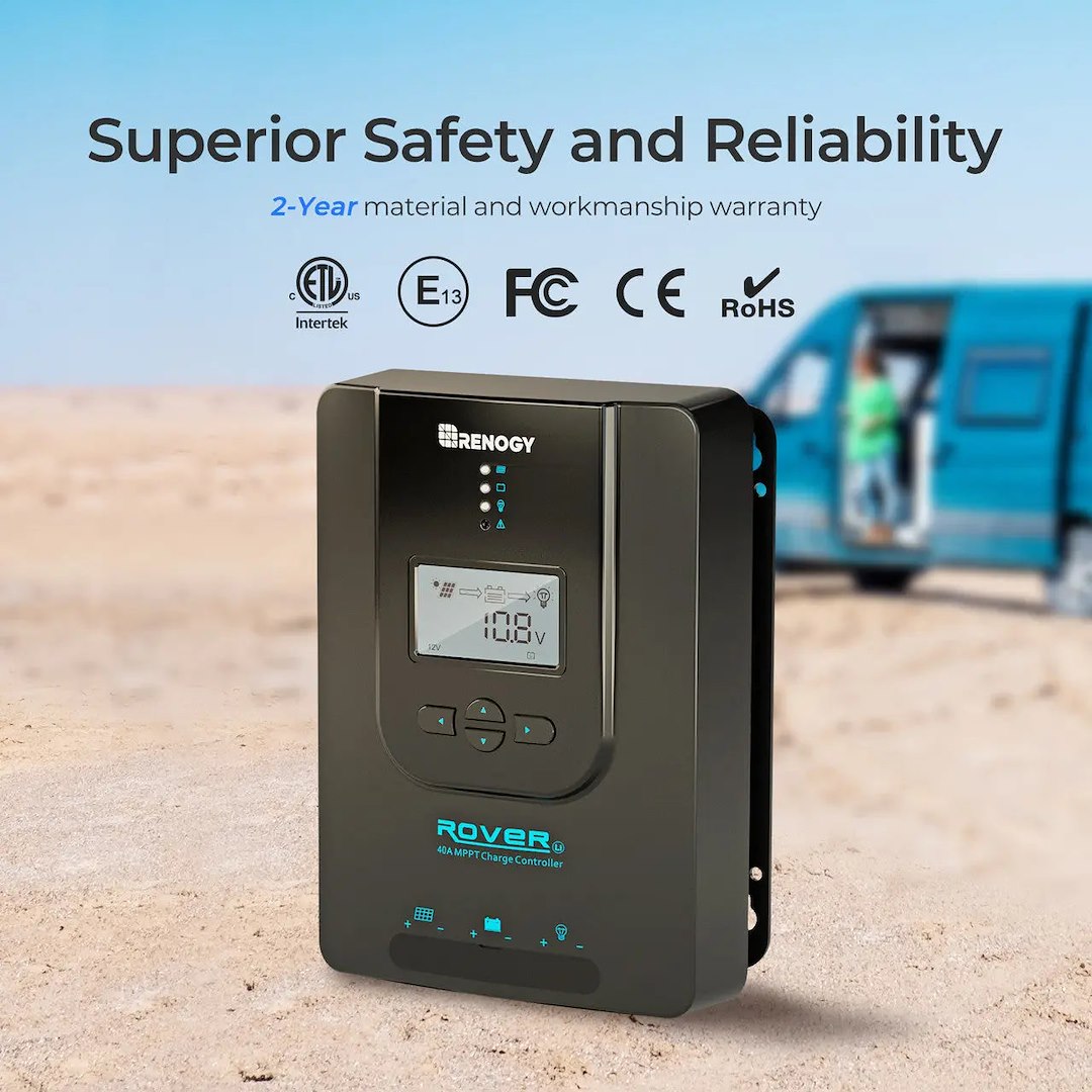 Renogy Low-Temperature Charging Protection Battery Charger Controller RNG-CTRL-RVR40-BT-G3-US - Rover LI 40A Mppt Bluet…