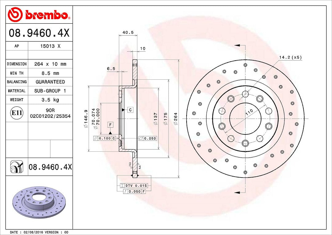 Brembo 0894604XC02 Brake Rotor
