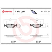 Brembo Premium Low-Met OE Equivalent Pad Brake Pad P06009 - Disc Set