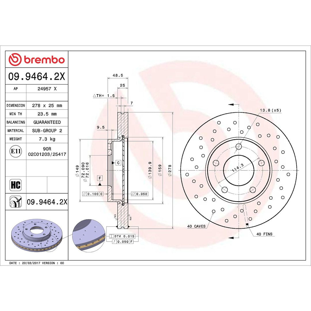 Brembo 0994642XC02 Brake Rotor