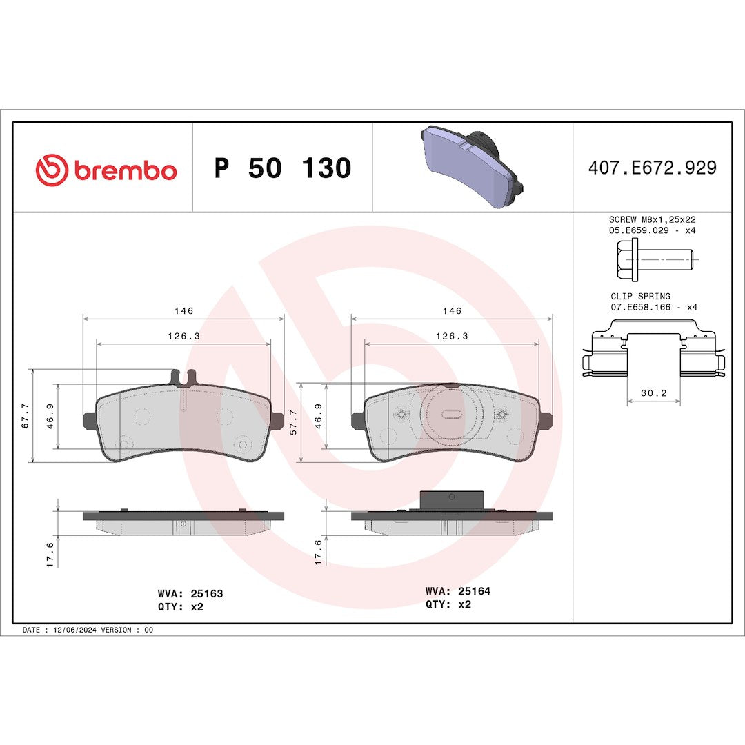 Brembo Premium Low-Met OE Equivalent Pad Brake Pad P50130 - Disc Set
