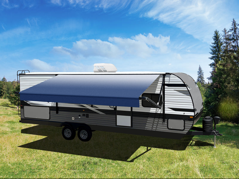Velarium Patent-Pending Pitch Adjustment Lock Awning VR16004000A - Blue Slate Fade Canopy Roll Tube 16