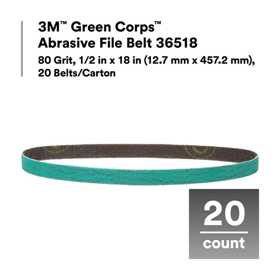 3M Resin Bonded For Heat Resistance Sandpaper 36518 - Green Corps Abrasive File Belt