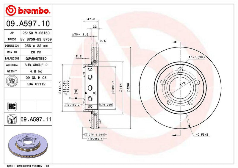 Brembo Components Not Hazardous To Health Brake Rotor 09A59711C02 - Disc