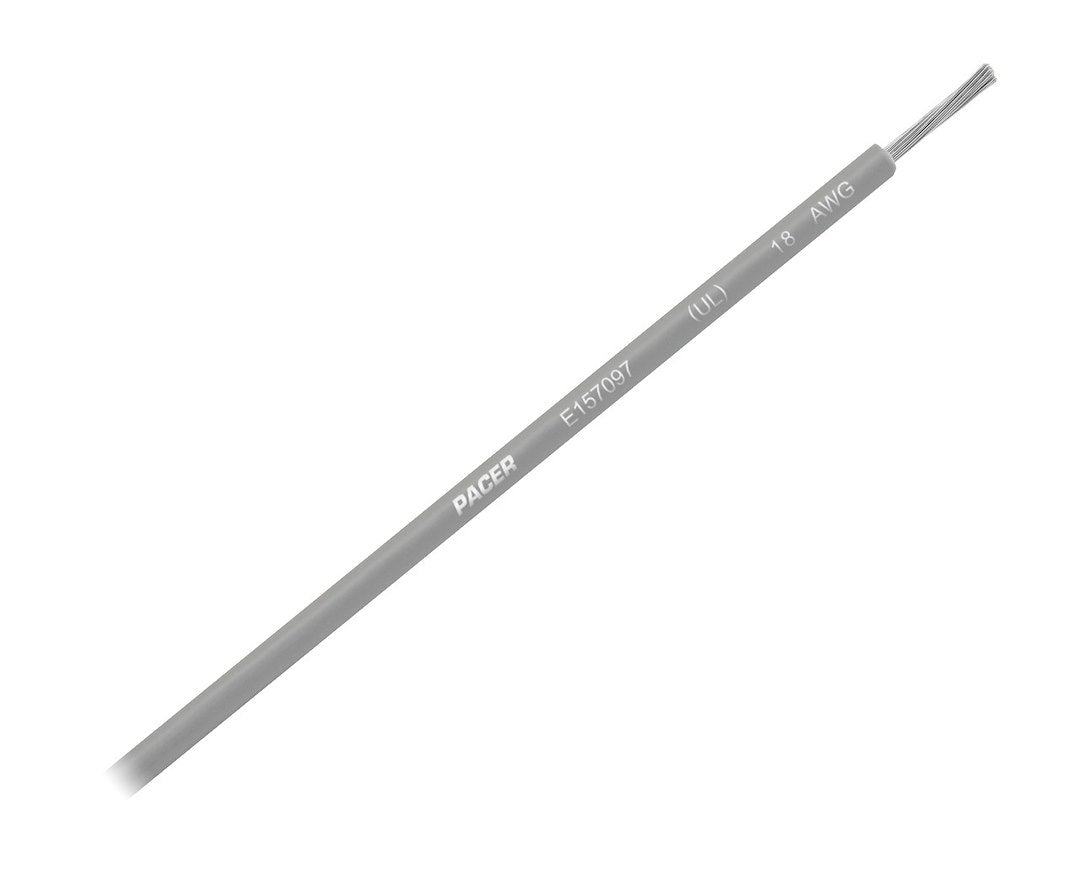 Pacer No Supplier Warranty Primary Wire WUL18GY-100 - 18 Awg UL GY TC 100FT RL