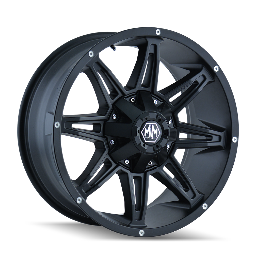 Wheel Group With Mayhem Logo Center Cap 8090-2937MB11 - Black Rampage 8090 20X9 6135 6139