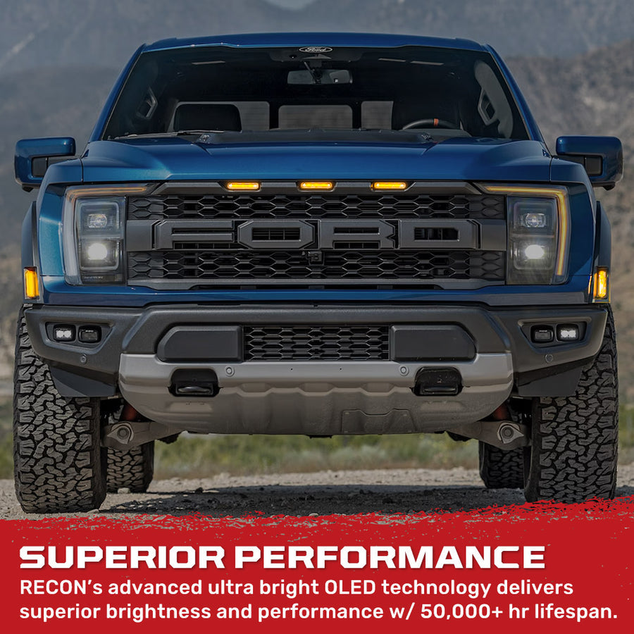Recon Access SAE Approved Side Marker Light 264339BK - Ford 21-24 Raptor 7-Piece Fender