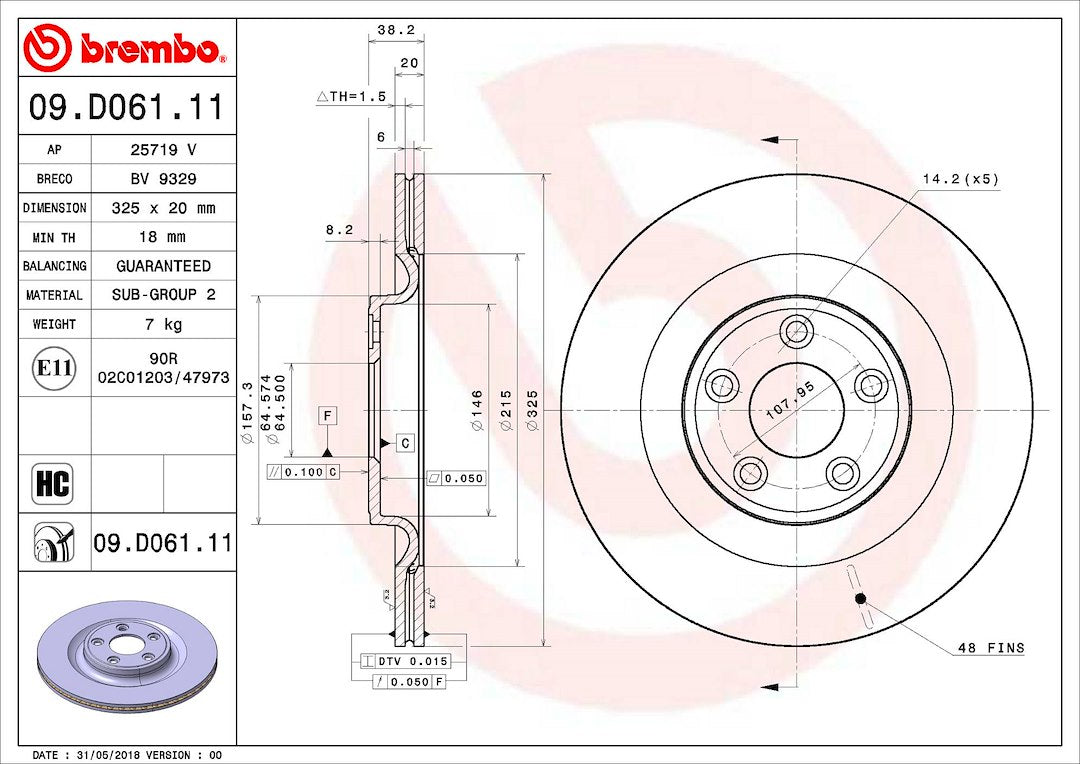 Brembo Components Not Hazardous To Health Brake Rotor 09D06111C02 - Disc