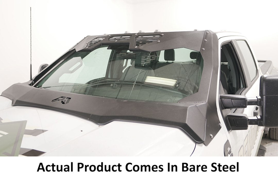 FAB Fours Combines Roof Visor And Cowl Windshield Frame Cover VC5900-B - 2023 Ford Super Duty Vicowl Bare