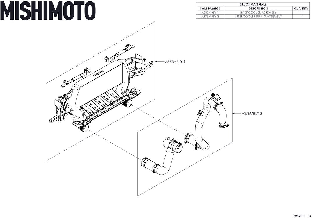 Mishimoto Limited Lifetime Warranty Intercooler Mmint-BR23-21HKSLP - 21 Bronco 2.3L High Mount Int Kit