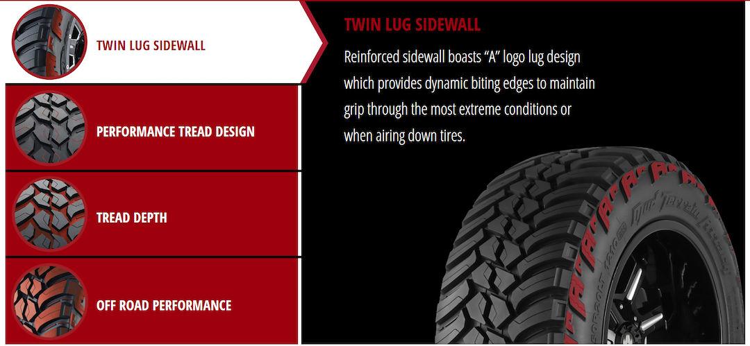 Wheel Group Limited Lifetime Warranty Tire 33-135024AMP/CM2F - Terrain Attack