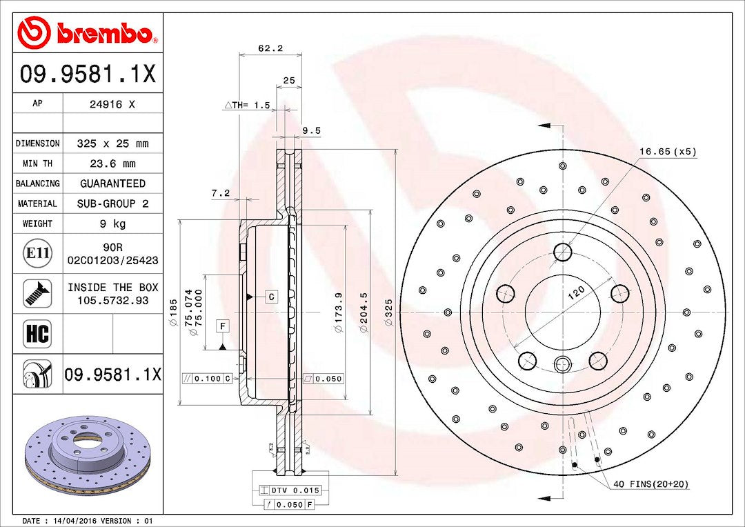 Brembo 0995811XC02 Brake Rotor