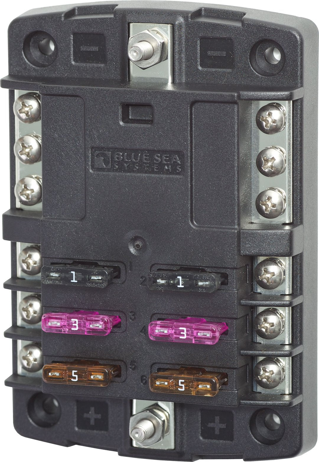 Blue SEA Positive Distribution Bus Fuse Block 5030-BSS - Stblade 6Circ GND