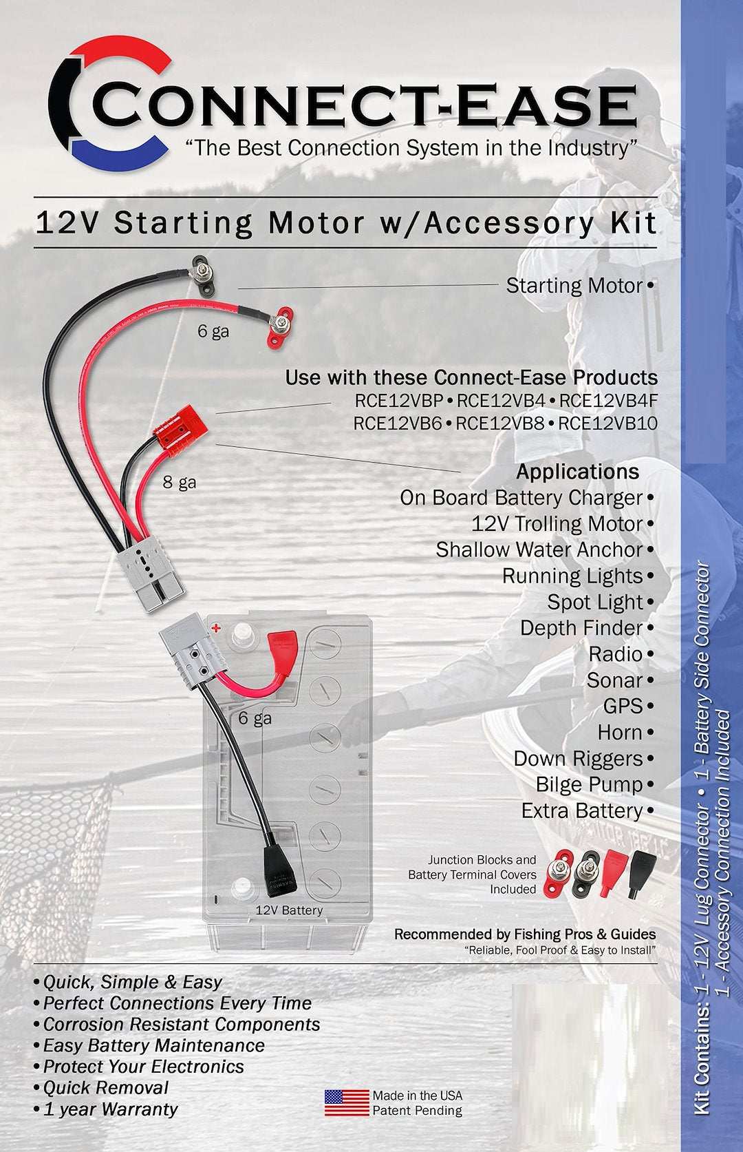 Connect Ease Corrosion Resistant Components Battery Connection Harness RCE12VBM6CK - Gauge Outboard Motor