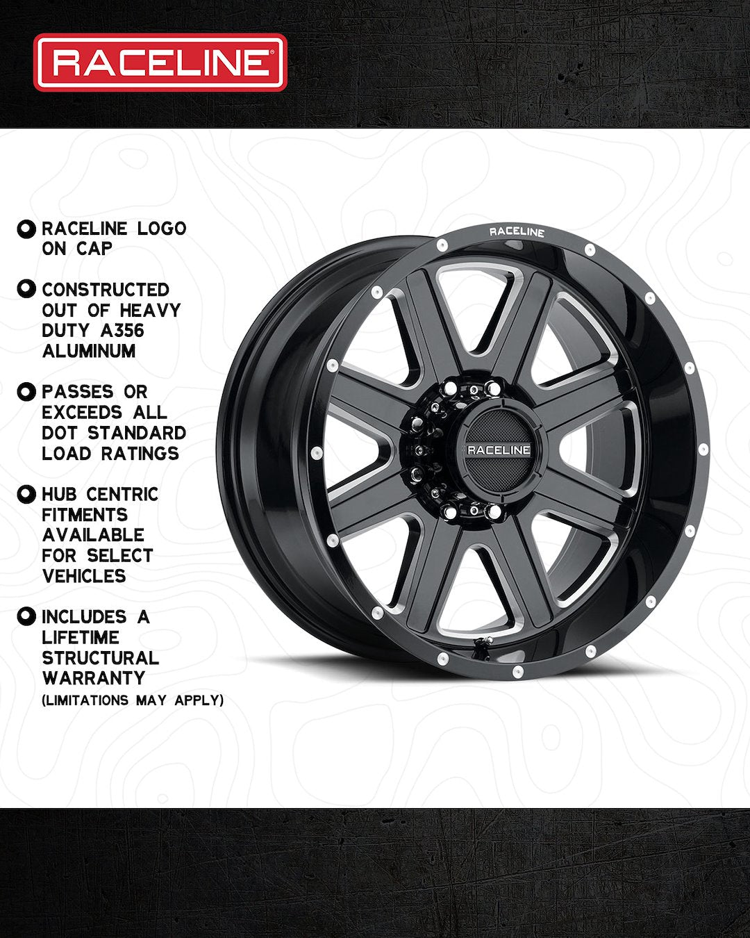 Raceline With Raceline Logo Center Cap Wheel 940M-21065-19 - 940M 20X10 6X135 0MM