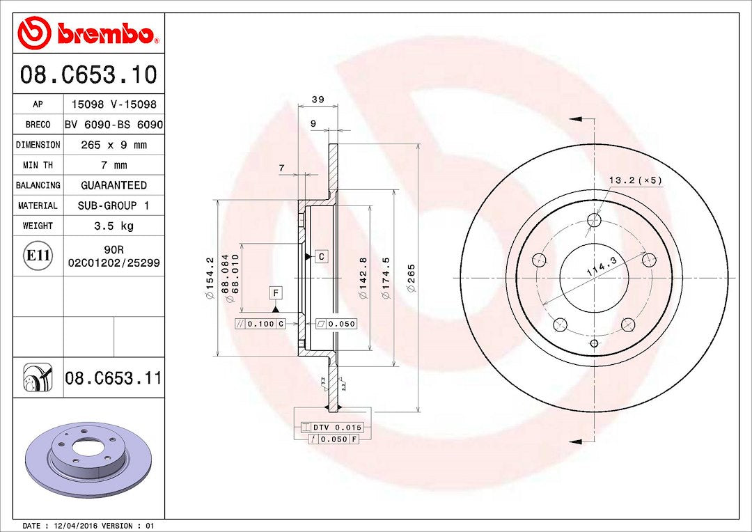 Brembo Components Not Hazardous To Health Brake Rotor 08C65311C02 - Disc