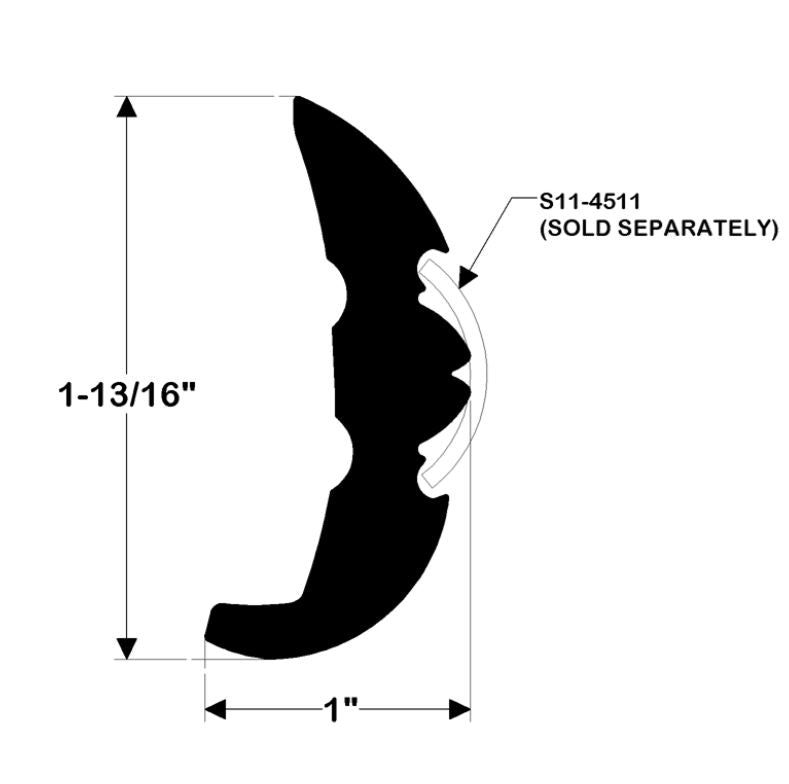 Taco Metals V21-9679BKA20D - Black Rigid Rub Rail 20