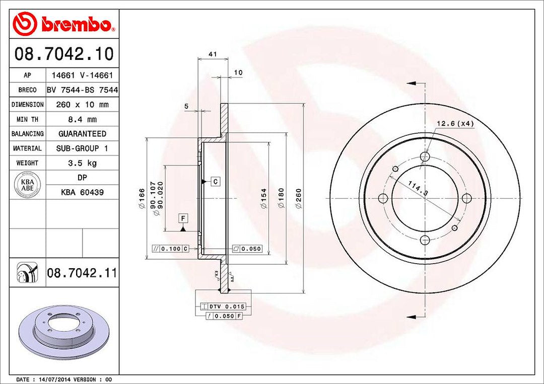 Brembo Components Not Hazardous To Health Brake Rotor 08704211C02 - Disc