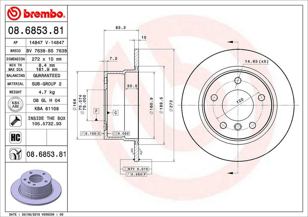 Brembo Components Not Hazardous To Health Brake Rotor 08685381C02 - Disc