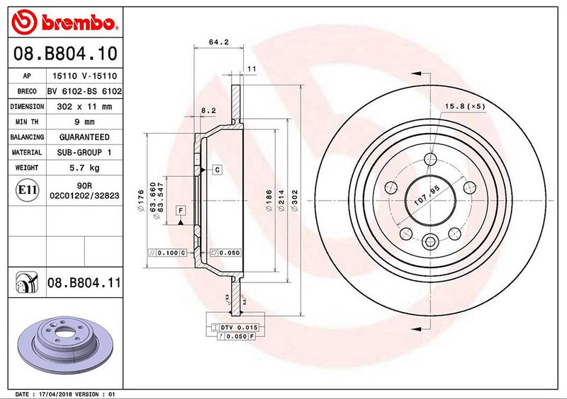Brembo Components Not Hazardous To Health Brake Rotor 08B80411C02 - Disc