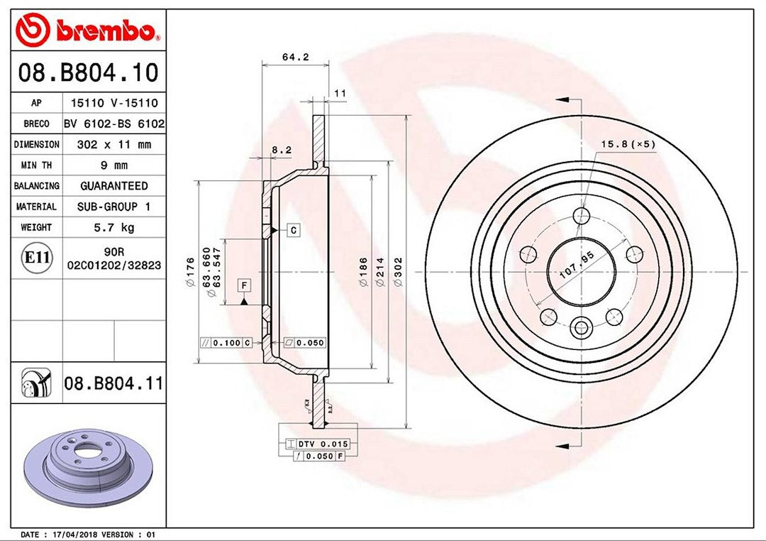 Brembo Components Not Hazardous To Health Brake Rotor 08B80411C02 - Disc