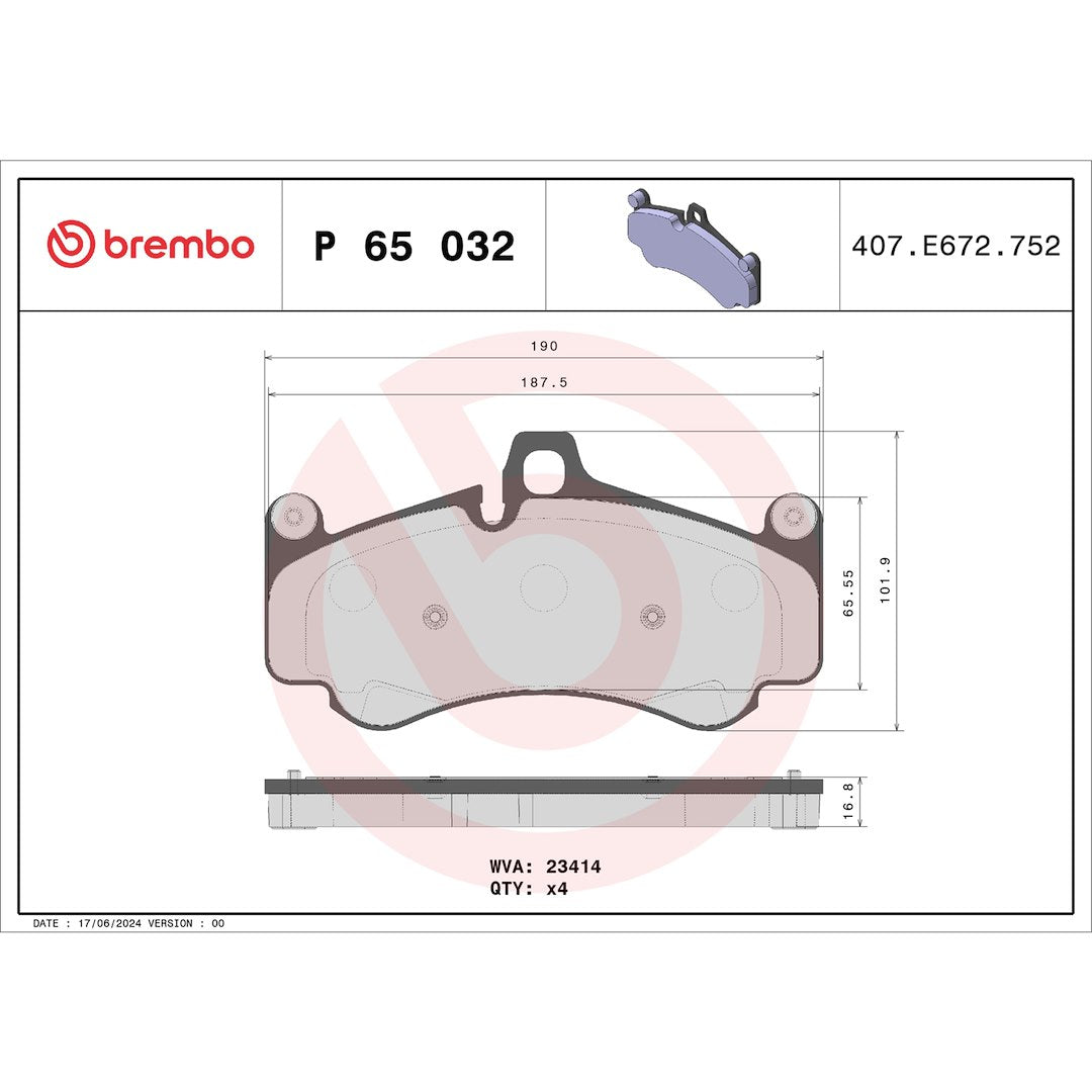 Brembo Premium Low-Met OE Equivalent Pad Brake Pad P65032 - Disc Set