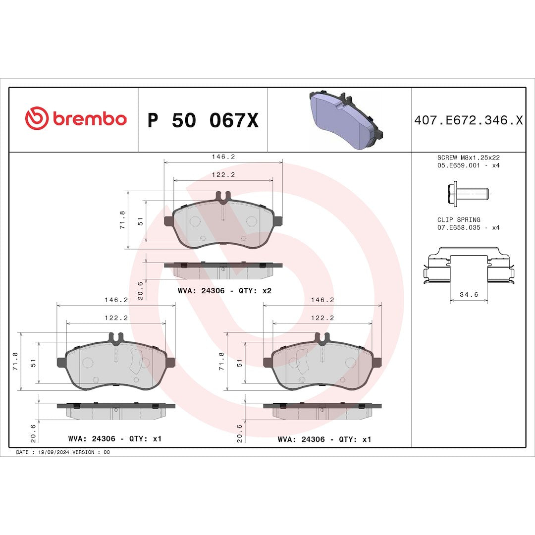 Brembo Premium Low-Met OE Equivalent Pad Brake Pad P50067X
