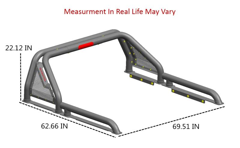 Black Horse Patented Design Truck Bed Bar GLRB-01B-KIT - Gladiator Roll Kit